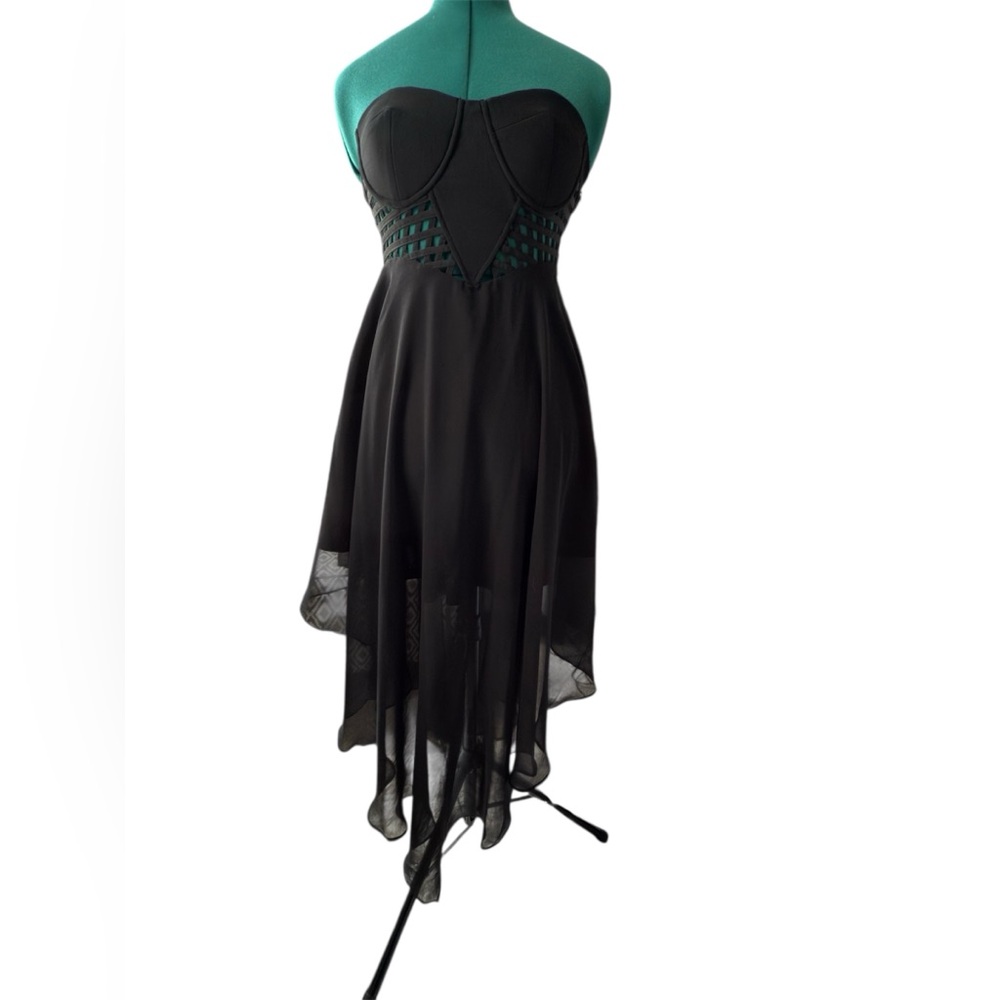 Gracia Black Asymmetrical Halter Cocktail Dress